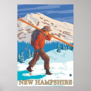 New HampshireSkier Carrying Skis Poster