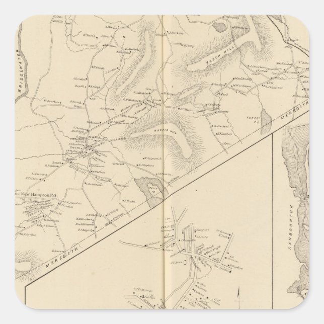 New Hampton, Belknap Co Quadratischer Aufkleber (Vorderseite)
