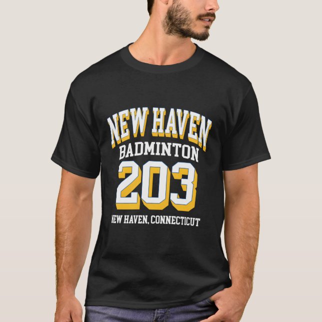New Haven Area Code 203 für Badminton-Spieler T-Shirt (Vorderseite)
