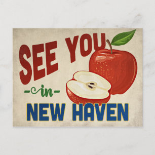New Haven Connecticut Apple - Vintage Reise Postkarte