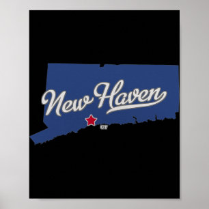 New Haven Connecticut Ct Karte Poster