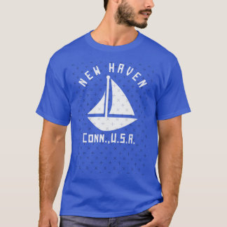 New Haven Connecticut Segeln Booten Weißer Text A T-Shirt