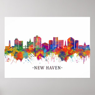 New Haven Connecticut Skyline Poster