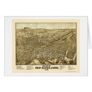 New-Haven, panoramische Karte CT - 1879