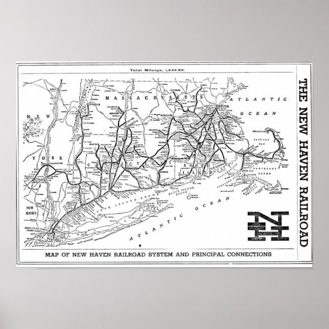 New Haven Railroad 1956 Map Poster (Vorne)