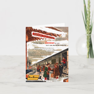 New Haven Railroad Christmas 1947 Note Card Feiertagskarte