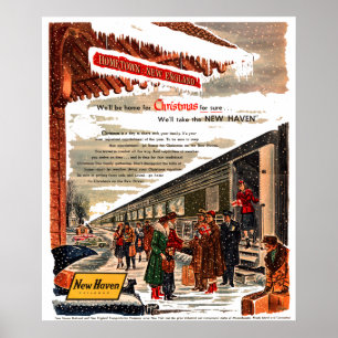 New Haven Railroad Christmas 1947 Poster