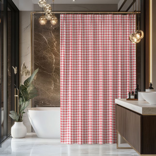 New Home Décor Red Black Plaid Shower Curtain Duschvorhang (New Home Décor Red Black Plaid Shower Curtain)