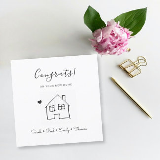 new home drawing modern family congrats karte