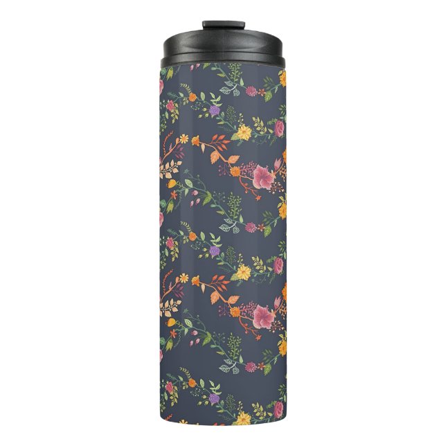 New Home Gift Simple Floral Pattern Thermosbecher (Vorderseite)
