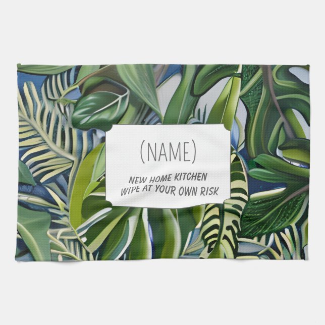 New Home Kitchen – Personalized Tropical  Geschirrtuch (Horizontal)