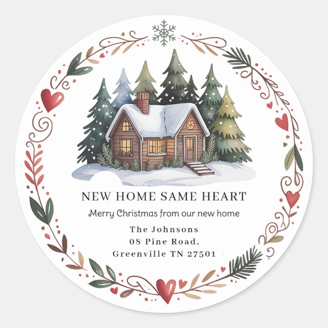New Home Return Address Christmas Holiday Sticker (Vorderseite)