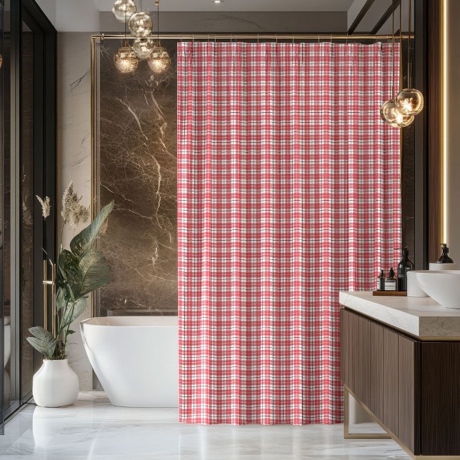 New Home Shower Curtain Red Black Plaid Accent Duschvorhang (New Home Shower Curtain Red Black Plaid Accent)