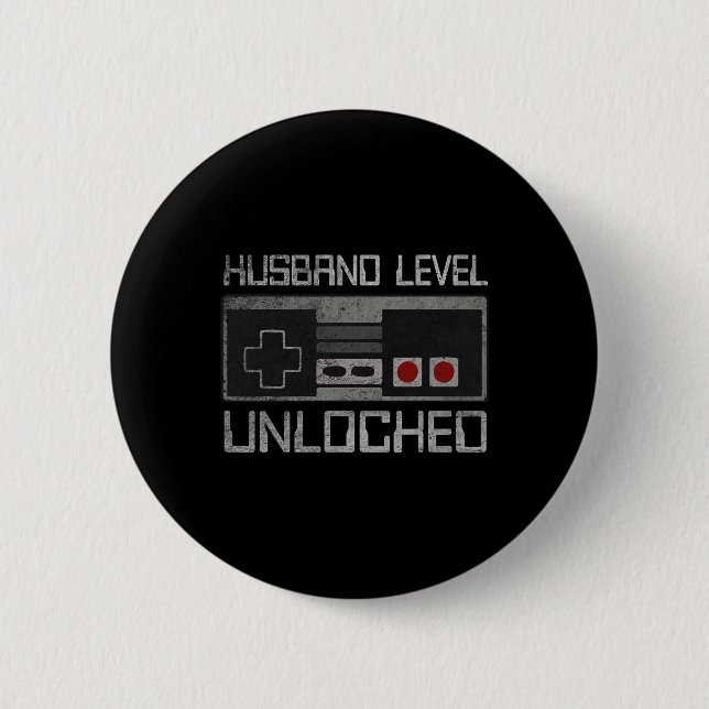 New Husband Level Unlocked Just Married Gamer Bach Button (Vorderseite)
