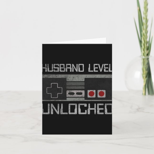 New Husband Level Unlocked Just Married Gamer Bach Karte (Vorderseite)