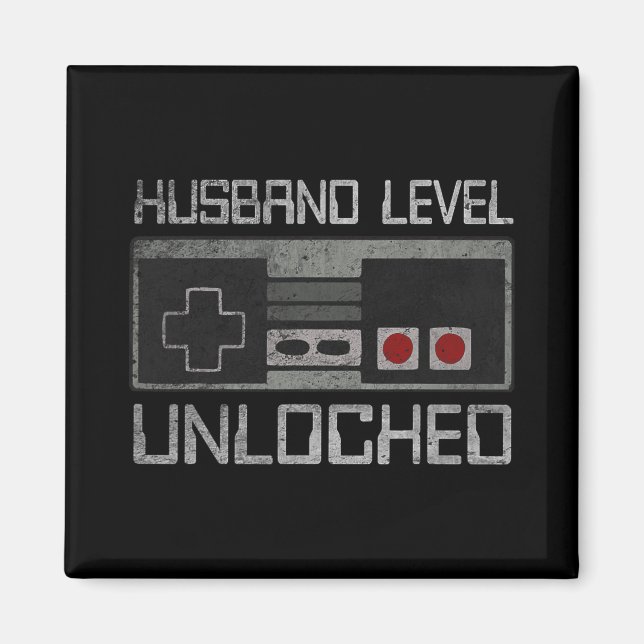 New Husband Level Unlocked Just Married Gamer Bach Magnet (Vorne)