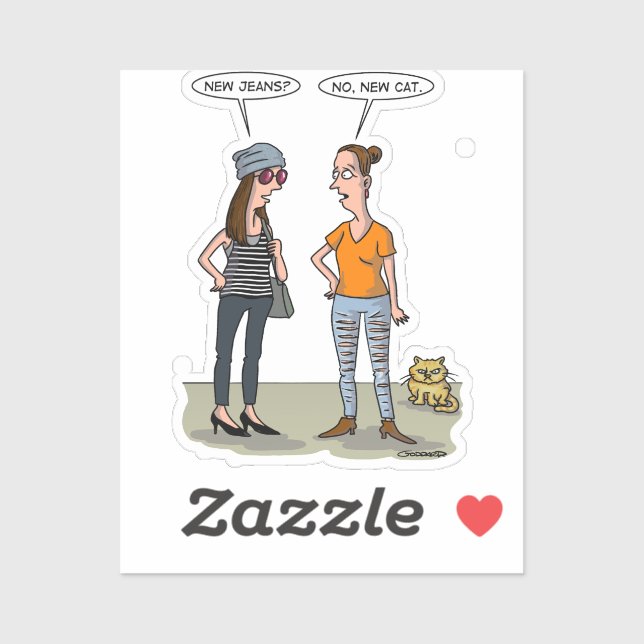 New jeans? No, new cat. Folded Greeting Card Aufkleber (Blatt)