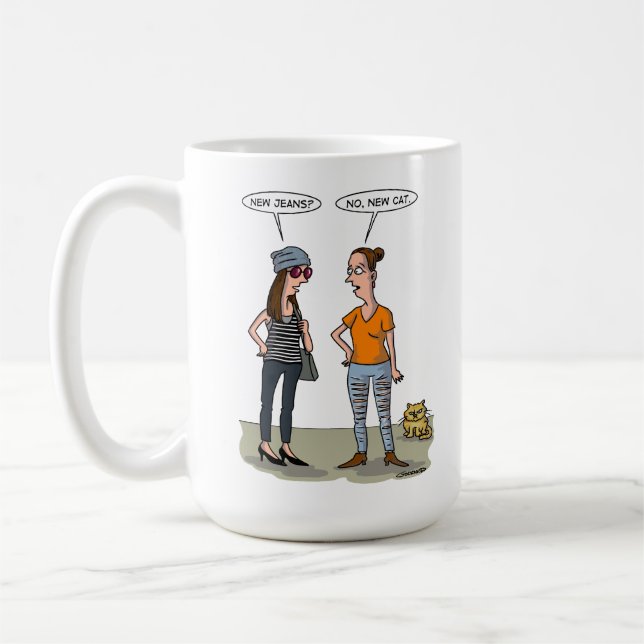 New jeans? No, new cat. Folded Greeting Card Kaffeetasse (Links)