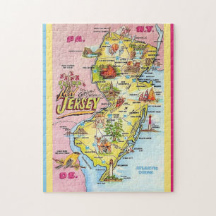 New Jersey 11x14 farbig illustriertes Puzzle