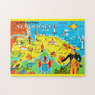 New Jersey 11x14l Landkarte Postkarte Puzzle