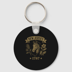 New Jersey 1787 Vintage Pferd Eiche Kiefer Natur E Schlüsselanhänger