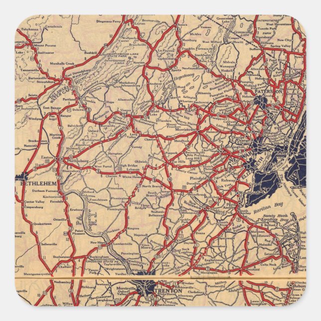 New Jersey 6 Quadratischer Aufkleber (Vorderseite)
