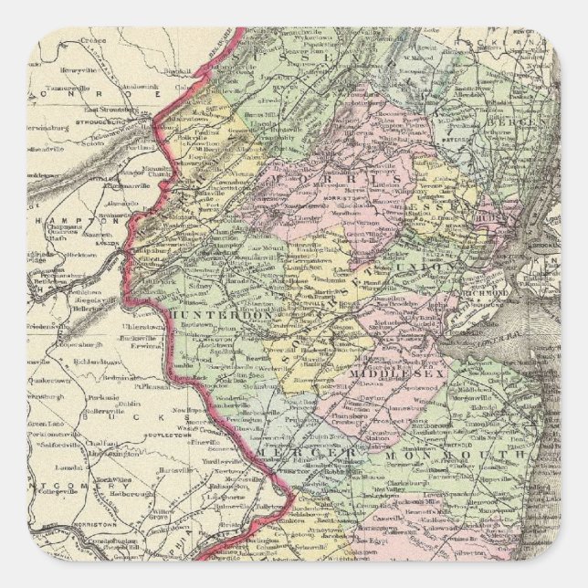 New Jersey 8 Quadratischer Aufkleber (Vorderseite)