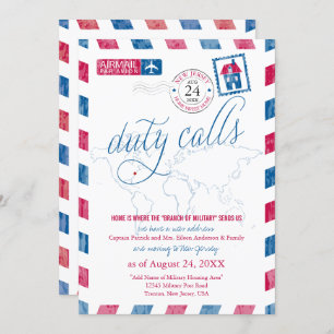 New Jersey Airmail World Map Military Moving Einladung