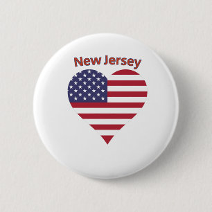 New Jersey American Flag Heart Button