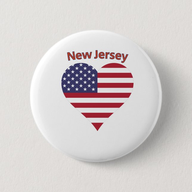 New Jersey American Flag Heart Button (Vorderseite)