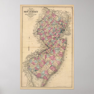 New Jersey Atlas-Karte Poster