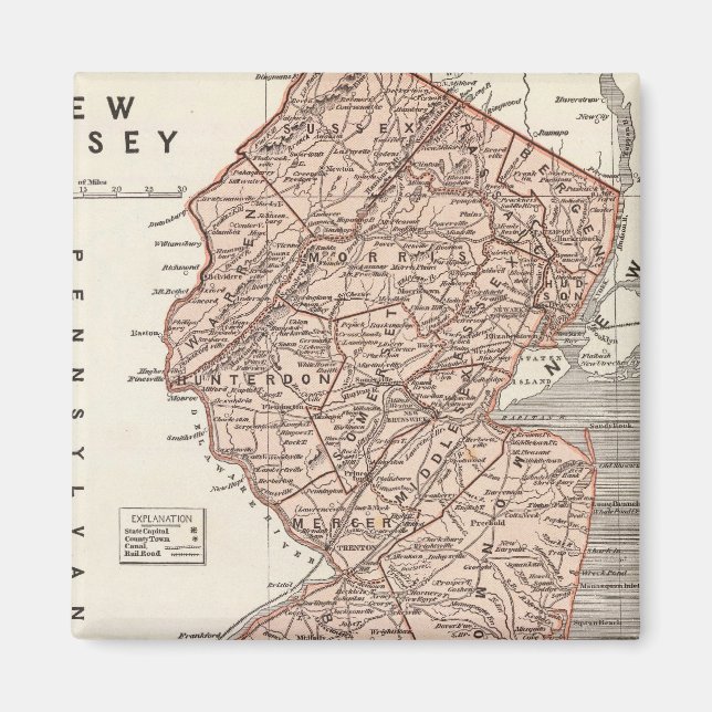 New Jersey Atlas Map Magnet (Vorne)