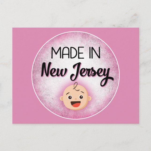 New Jersey Baby Funny Pink New Girl Postcard Postkarte (Vorderseite)