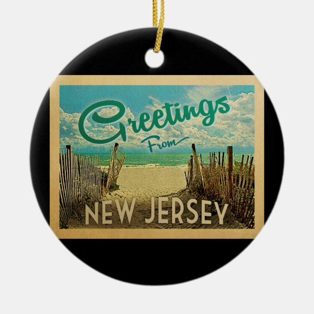New Jersey Beach Ornament Vintage Travel (Vorne)