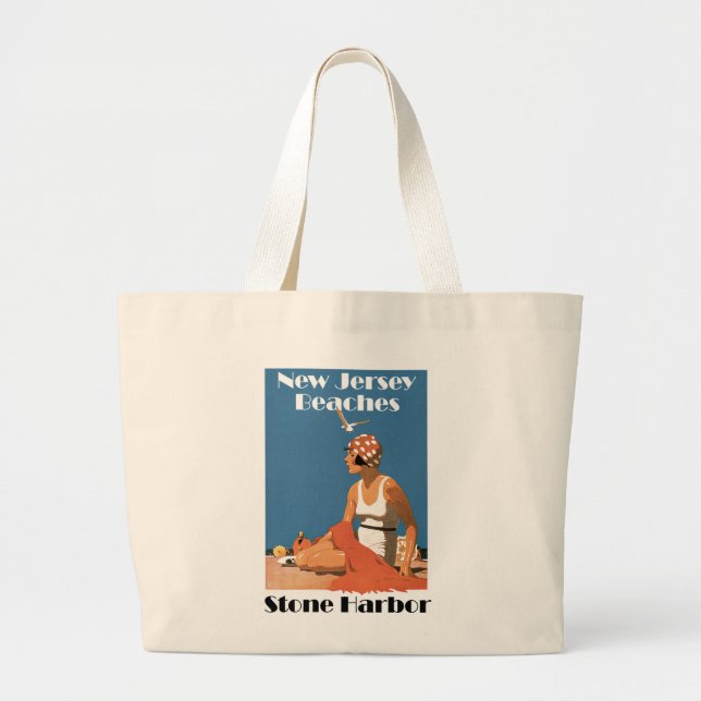 New Jersey Beaches ~ Stone Harbour Jumbo Stoffbeutel (Vorne)