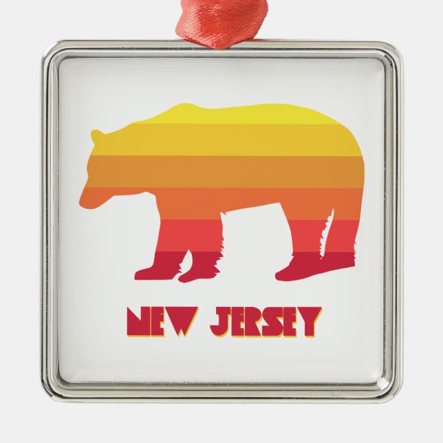 New Jersey Bear Rainbow Ornament Aus Metall (Vorne)
