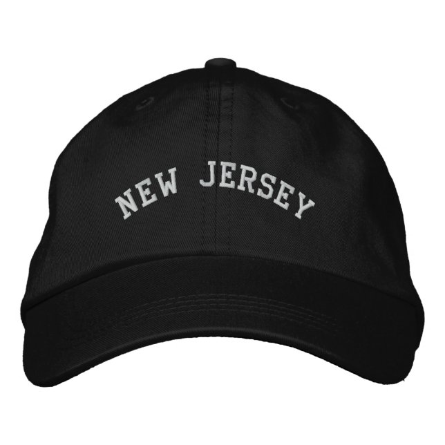 New Jersey bestickte, anpassbare Cap Black Bestickte Baseballkappe (Vorderseite)