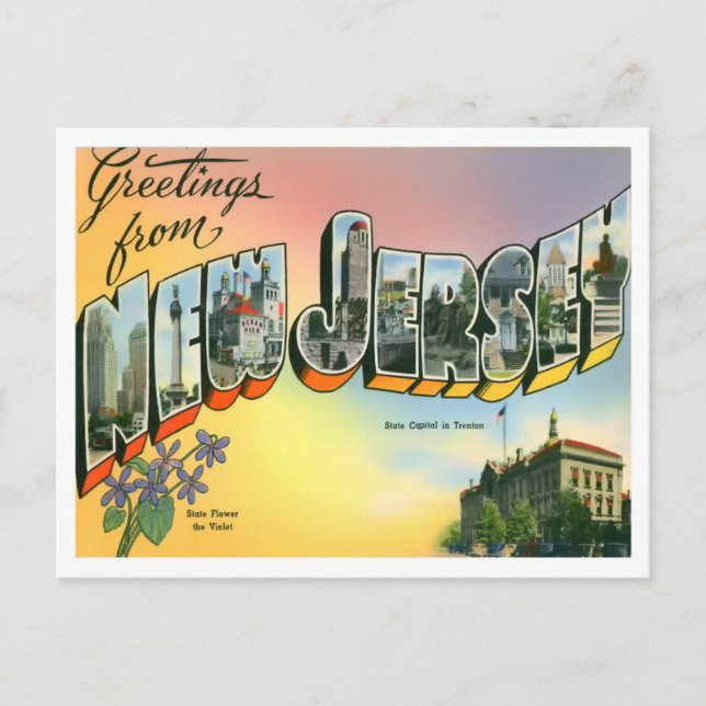 New Jersey Big Letters Postcard Postkarte (Vorderseite)