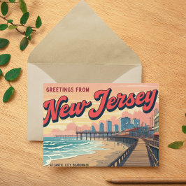 New Jersey Boardwalk Nostalgie Print Feiertagspostkarte