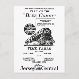 New Jersey Central Blue Comet Train Postkarte