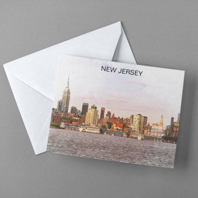 New Jersey City Panorama View Postkarte (vintage new jersey cityscape postcard)