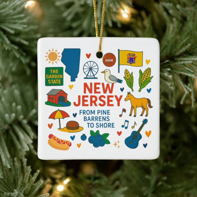 New Jersey Custom Family Trip Christmas Keramikornament (Baum)