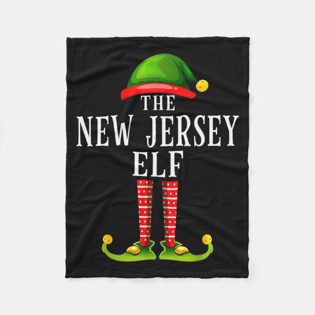 New Jersey Elf Christmas Matching Family Group Pjs Fleecedecke (Vorderseite)