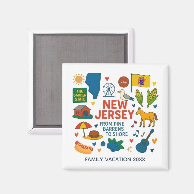 New Jersey Family Trip Keepsake Custom Magnet (Vorderseite/Rückseite)
