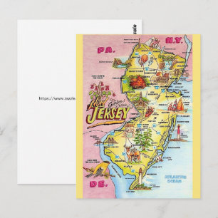 New Jersey farbenfroh illustriert Postkarte