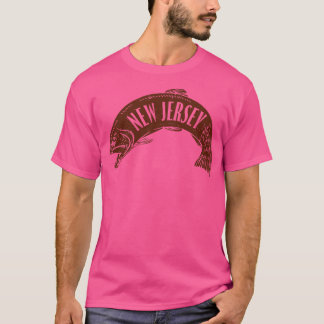New Jersey Fish Wordmark Brown T-Shirt