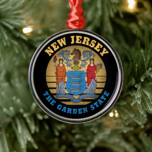 NEW JERSEY GARDEN STATE FLAG ORNAMENT AUS METALL