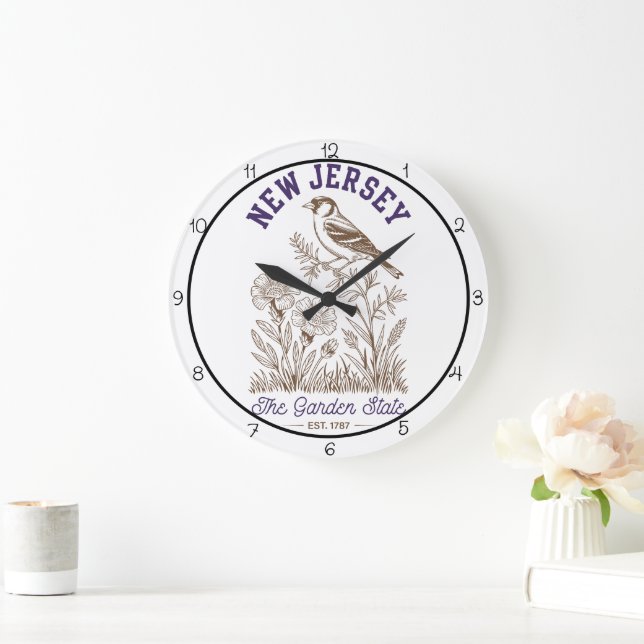 New Jersey Garden State Vogel Große Wanduhr (Zuhause)