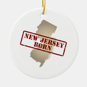 New-Jersey geboren - Briefmarke auf Karte Keramik Ornament