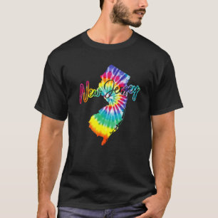 New Jersey Gefärbte Krawatte Staat Map Pride Hippi T-Shirt